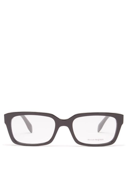 Alexander Mcqueen - Square Acetate Glasses - Mens - Black
