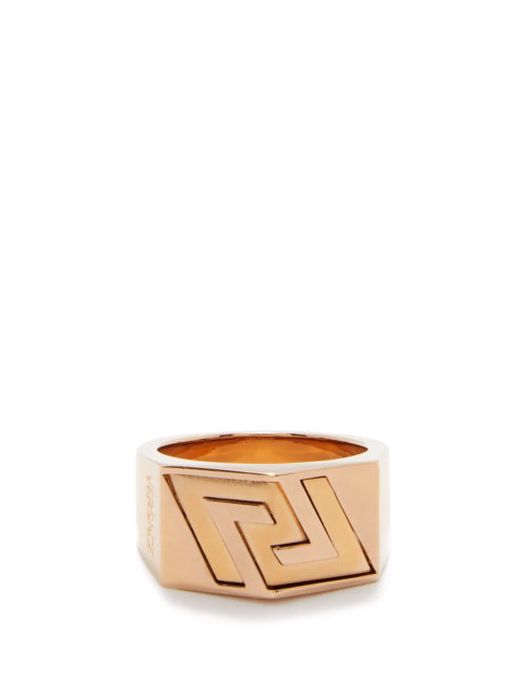Versace - La Greca Logo-engraved Signet Ring - Mens - Gold