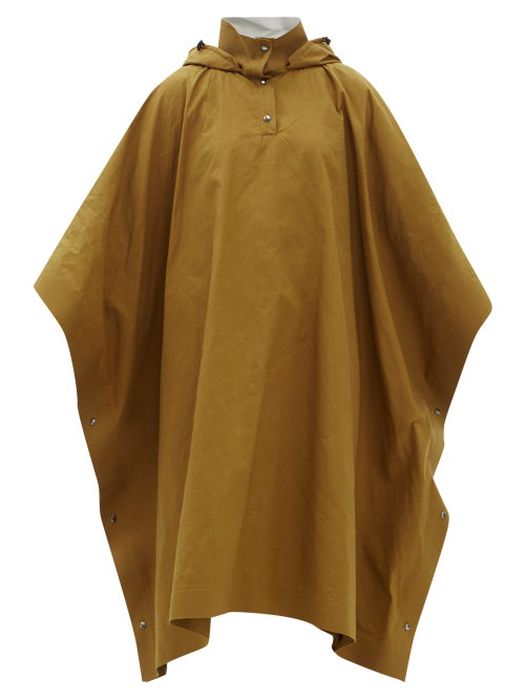 Kassl Editions - Hooded Waxed Cotton-blend Gabardine Poncho - Womens - Brown