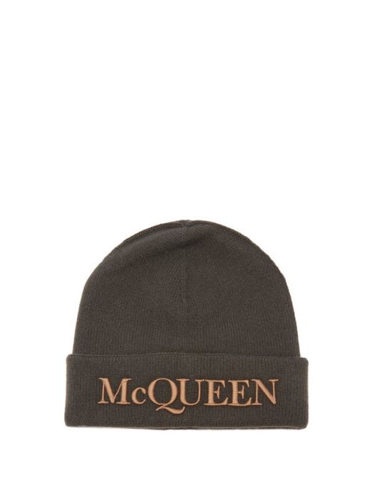 Alexander Mcqueen - Logo-embroidered Cashmere-blend Beanie Hat - Mens - Khaki