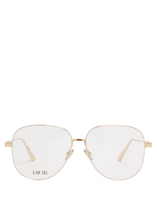 Dior - Ultra Dior Aviator Metal Glasses - Womens - Gold