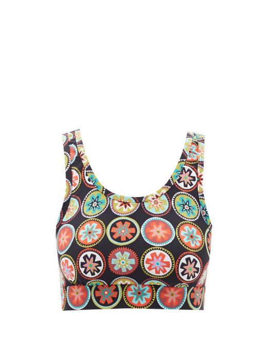 La DoubleJ - Jazzercise Claire Coin-print Jersey Sports Bra - Womens - Navy Print