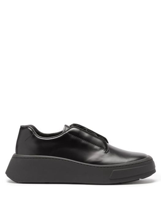 Prada - Chunky-sole Logo-debossed Leather Derby Shoes - Mens - Black