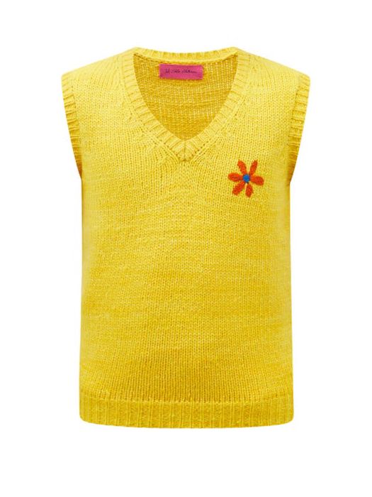 The Elder Statesman - Mordechai Embroidered Cashmere Sleeveless Sweater - Mens - Yellow