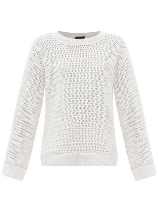 Albus Lumen - Oversized Cotton-crochet Sweater - Womens - White