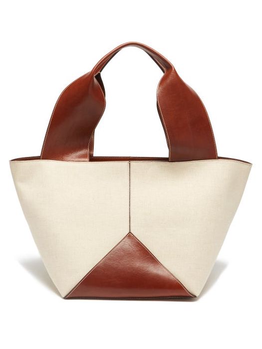 Métier - Market Canvas And Leather Tote Bag - Womens - Cream Brown