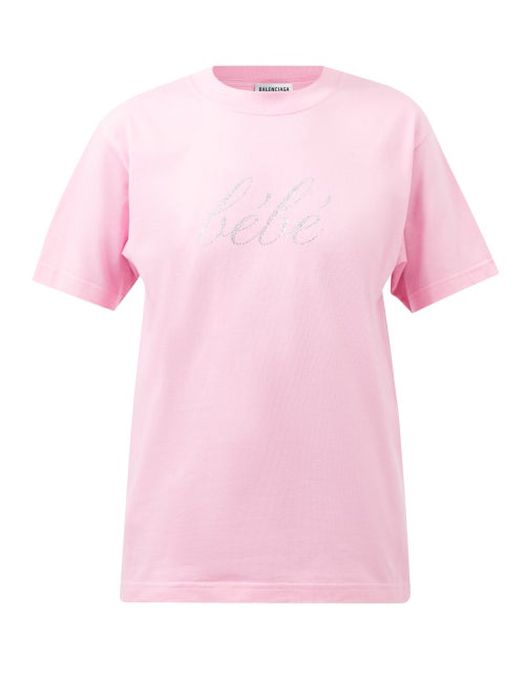 Balenciaga - Bébé Crystal-embellished Cotton-jersey T-shirt - Womens - Pink