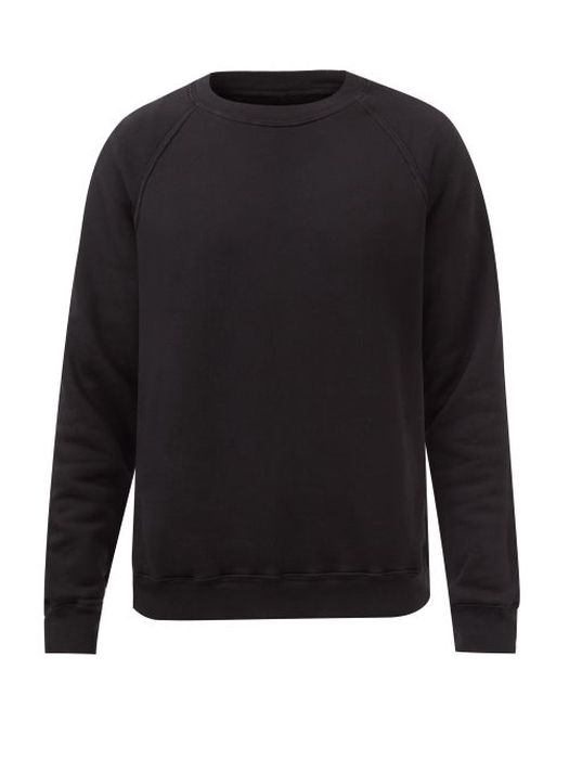 Les Tien - Crew-neck Brushed-back Cotton Sweatshirt - Mens - Black