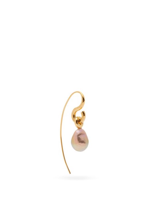 Charlotte Chesnais Fine Jewellery - Hook Pearl & 18kt Gold-plated Single Earring - Womens - Gold