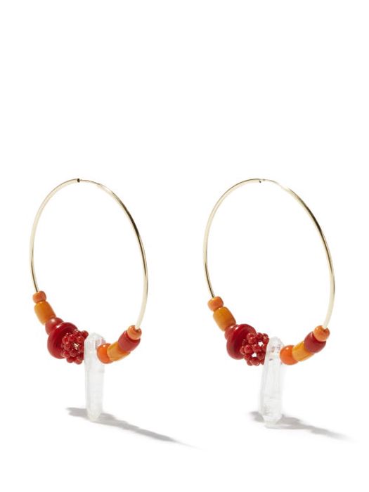 Musa By Bobbie - Coral & 14kt Gold-filled Hoop Earrings - Womens - Orange