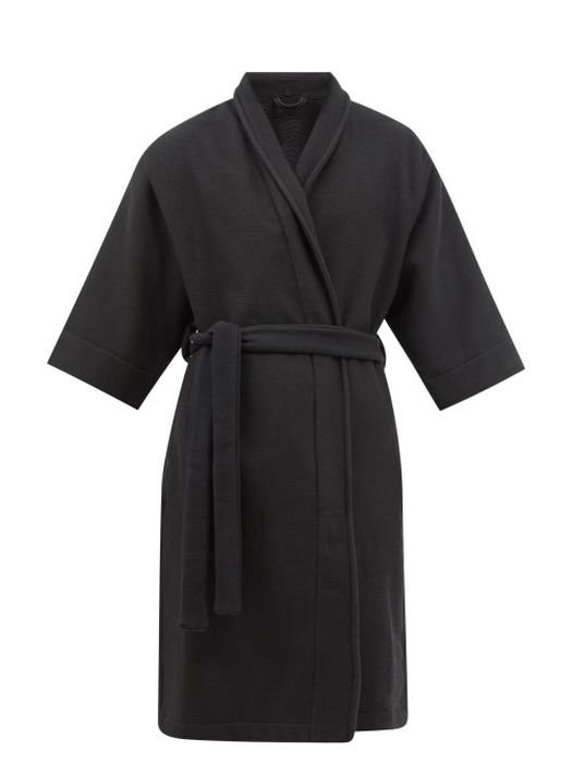 Fear Of God - Cropped-sleeve Cotton-waffle Robe - Mens - Black
