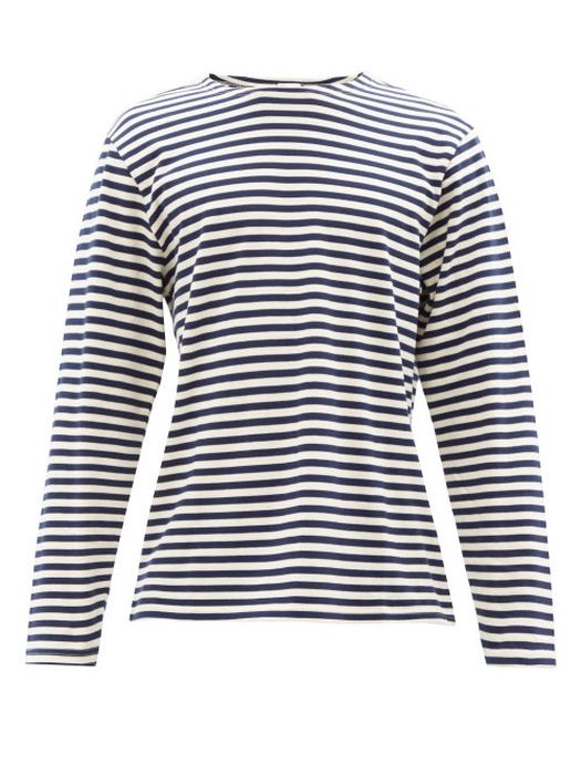 Nudie Jeans - Charles Striped Cotton-jersey Long-sleeved T-shirt - Mens - Blue White