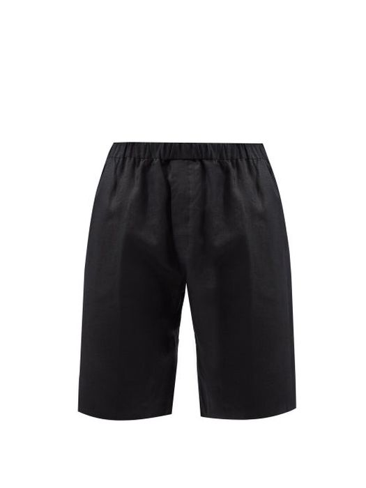 Albus Lumen - Elasticated-waist Linen Shorts - Mens - Black