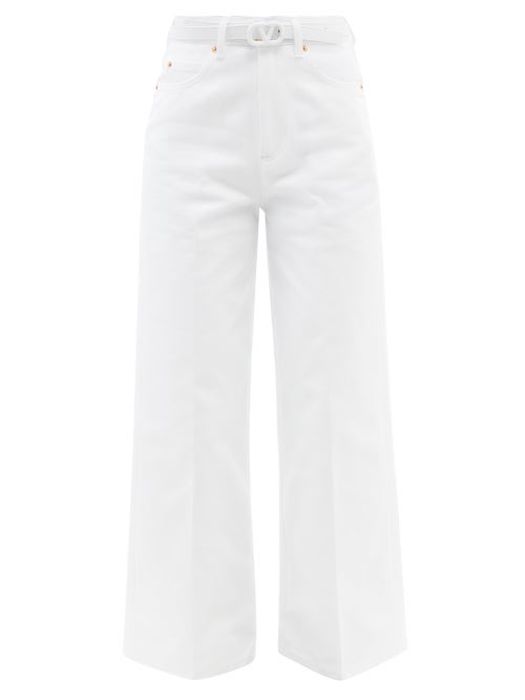 Valentino - Belted Wide-leg Jeans - Womens - White