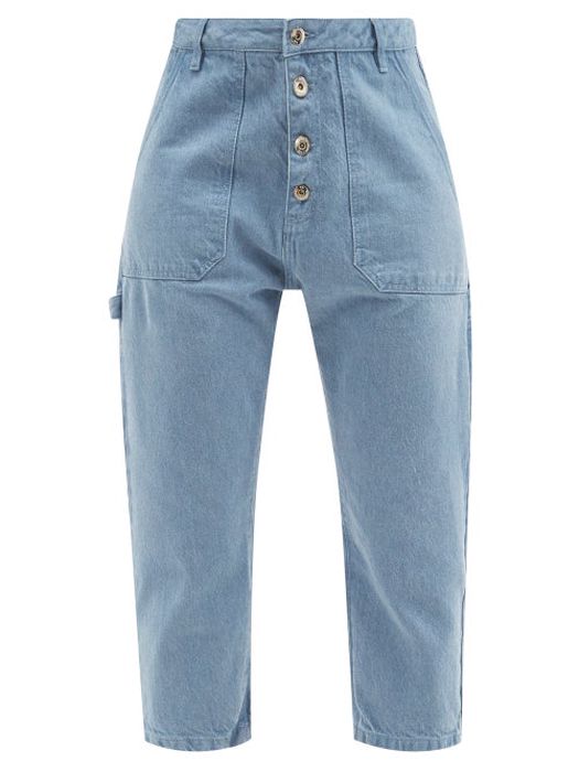 Marques'almeida - Cropped Carpenter Jeans - Womens - Blue