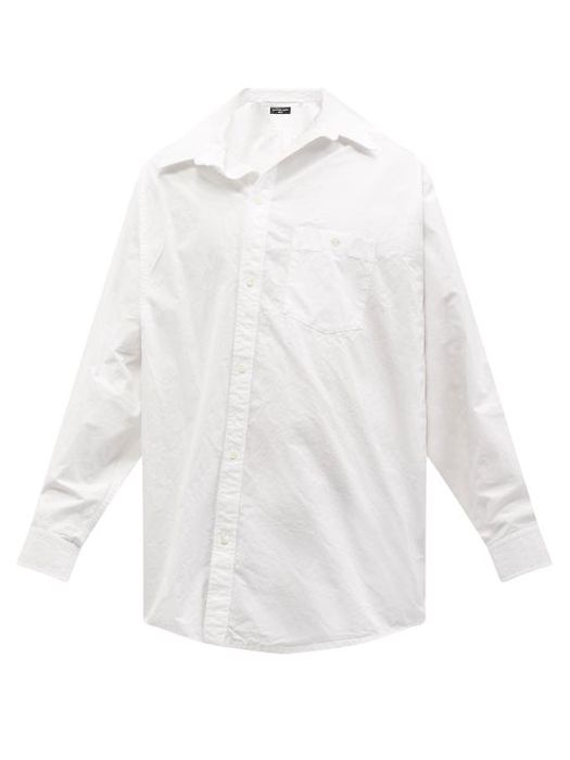 Balenciaga - Asymmetric Creased Cotton-poplin Shirt - Mens - White