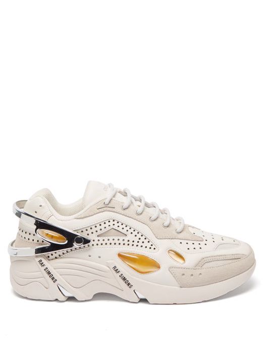 Raf Simons - Cylon-21 Leather And Suede Trainers - Mens - Cream