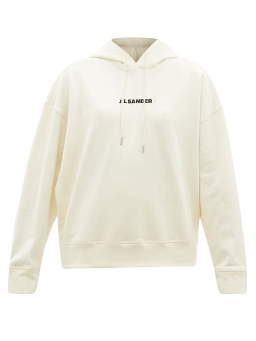 Jil Sander - Logo-print Cotton Hooded Sweatshirt - Womens - Light Cream