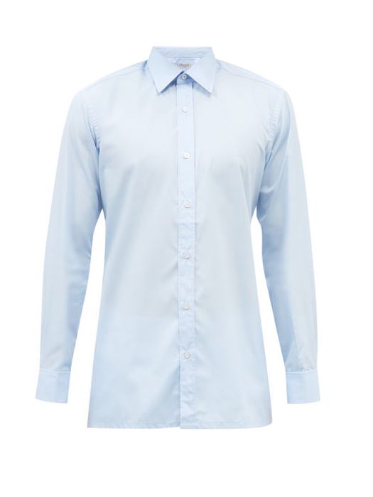 Charvet - Double French-cuff Cotton-poplin Shirt - Mens - Light Blue
