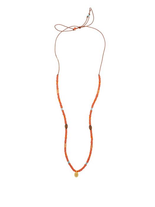 Musa By Bobbie - Diamond, Chalcedony & 18kt Gold Charm Necklace - Womens - Orange