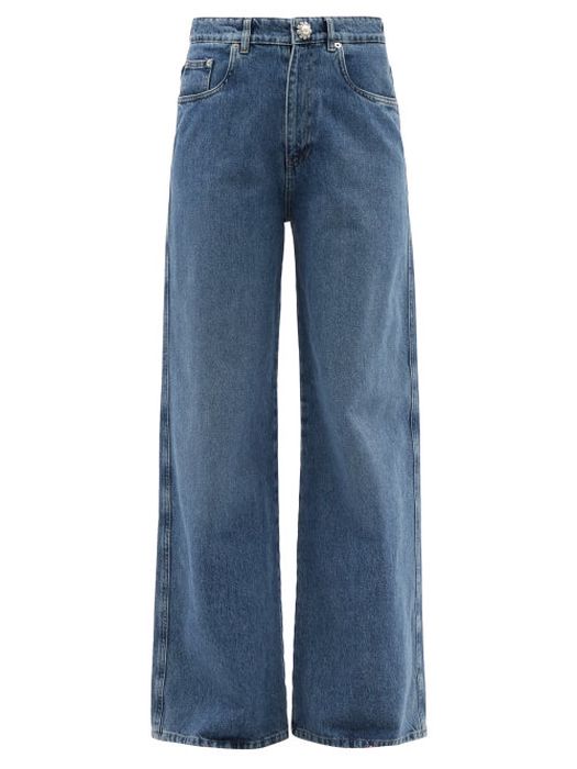 Miu Miu - Crystal-embellished Wide-leg Jeans - Womens - Denim