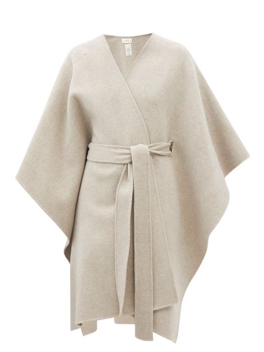 The Row - Toba Wool-blend Belted Cape - Womens - Beige