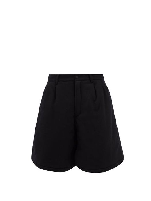 Comme Des Garçons Shirt - Low-cut Padded Wool-flannel Shorts - Mens - Black