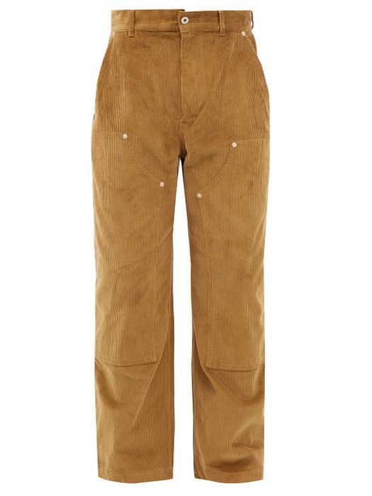 Loewe - Logo-patch Cotton-corduroy Cargo Trousers - Mens - Beige