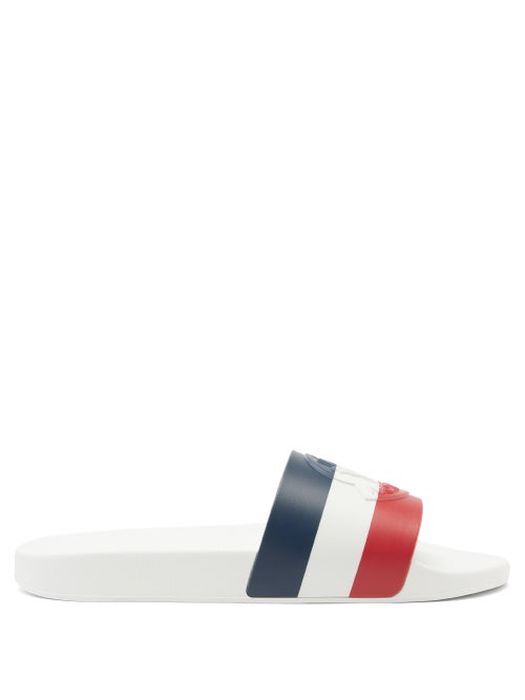 Moncler - Basile Striped Rubber Slides - Mens - White