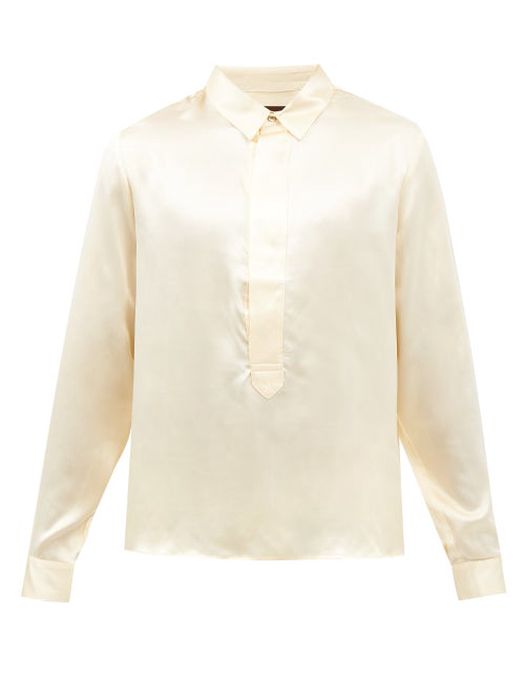 Albus Lumen - Ferias Silk-satin Shirt - Mens - Cream