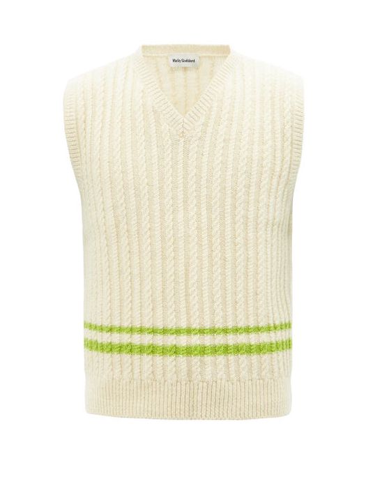 Molly Goddard - Ralph Cable-knit Wool Sleeveless Sweater - Mens - Cream
