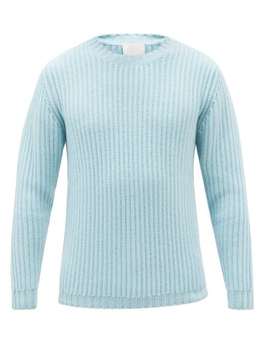 Allude - Ribbed-knit Cashmere Sweater - Mens - Light Blue