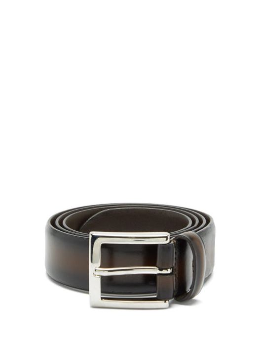 Anderson's - Distressed-leather Belt - Mens - Dark Brown