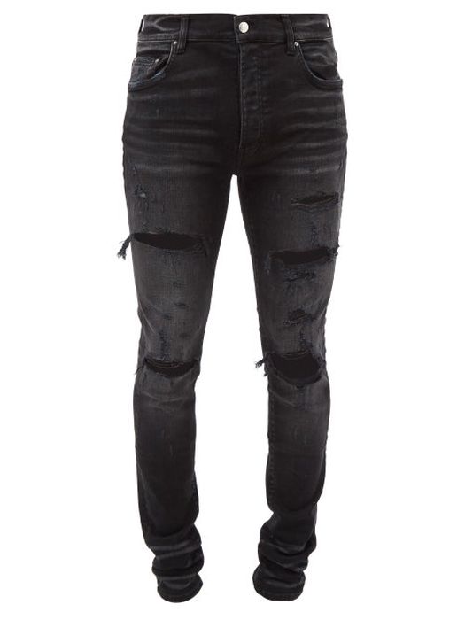 Amiri - Thrasher Distressed Skinny-leg Jeans - Mens - Black