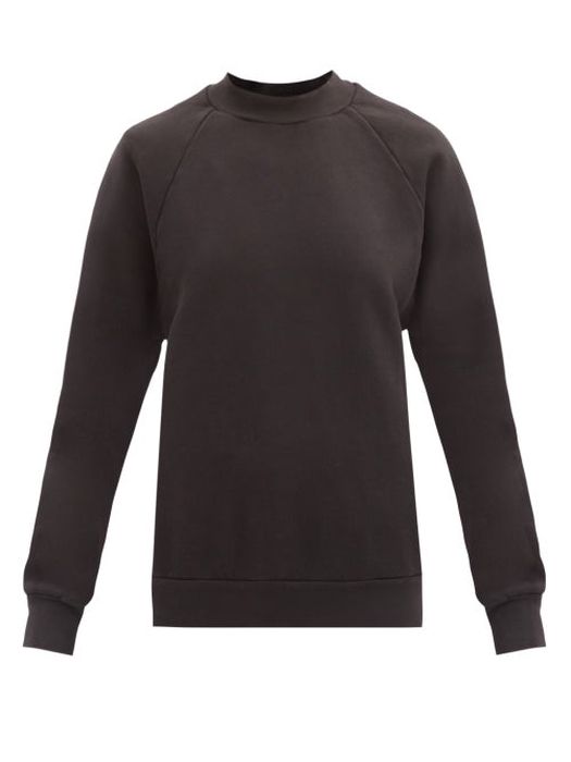 Les Tien - High-neck Brushed-back Cotton Sweatshirt - Womens - Black