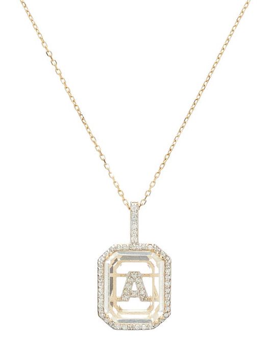 Mateo - Initials Diamond, Quartz & 14kt Gold Necklace A-m - Womens - Crystal