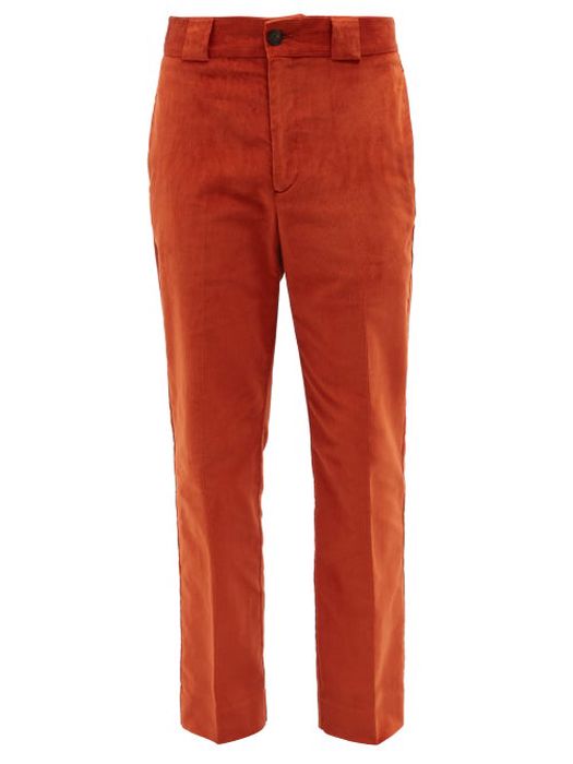 Erdem - Benedict Cotton-blend Corduroy Slim-leg Trousers - Mens - Orange