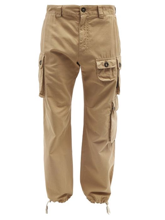 Palm Angels - Drawstring Cotton-shell Cargo Trousers - Mens - Beige