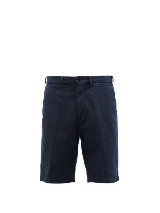 Brunello Cucinelli - Garment-dyed Cotton-twill Shorts - Mens - Navy