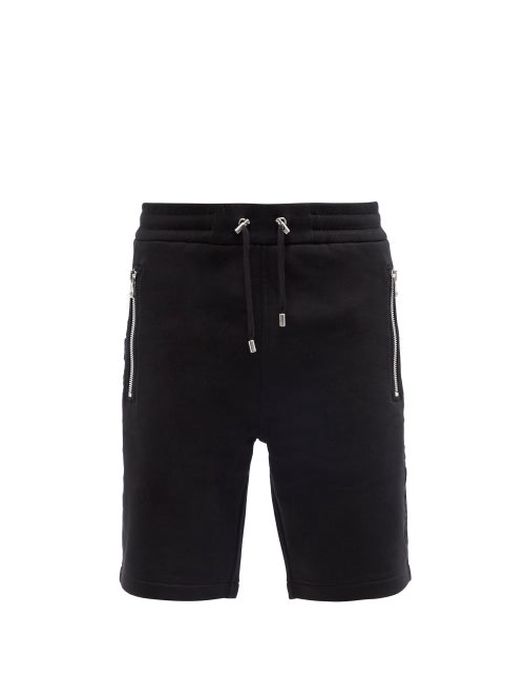 Balmain - Logo-embossed Cotton-jersey Shorts - Mens - Black