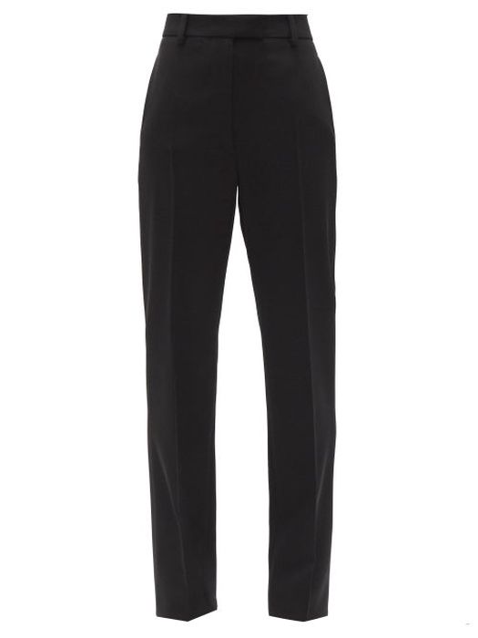 Prada - High-rise Wool Gabardine Trousers - Womens - Black