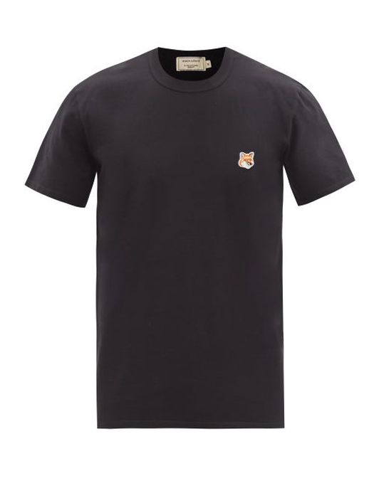 Maison Kitsuné - Fox Head-patch Cotton-jersey T-shirt - Mens - Black