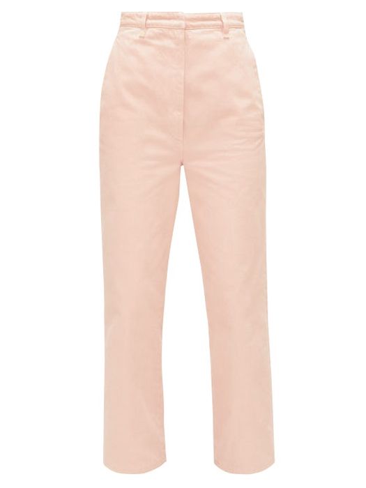 Prada - High-rise Front-pleat Straight-leg Jeans - Womens - Light Pink
