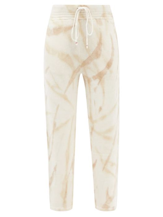 Les Tien - Tie-dye Brushed-back Cashmere Track Pants - Womens - Ivory
