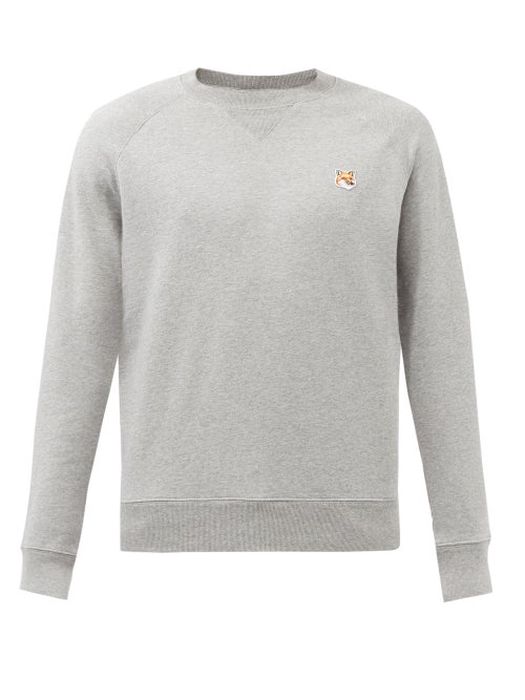 Maison Kitsuné - Fox-appliqué Cotton-jersey Sweatshirt - Mens - Grey