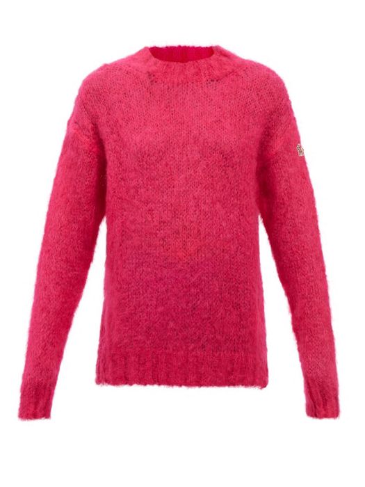 3 Moncler Grenoble - Logo-patch Mohair-blend Sweater - Womens - Pink
