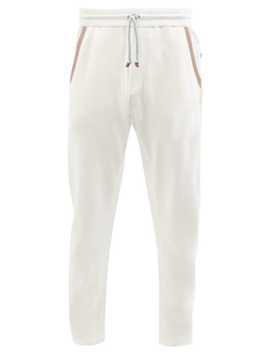 Brunello Cucinelli - Drawstring-waist Cotton-blend Track Pants - Mens - Cream Multi
