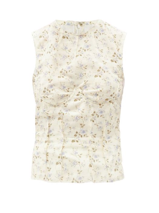 Brock Collection - Thao Floral-print Linen-blend Top - Womens - White
