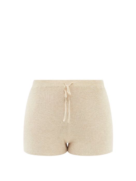 Skin - Weslin Organic Cotton-blend Shorts - Womens - Light Beige