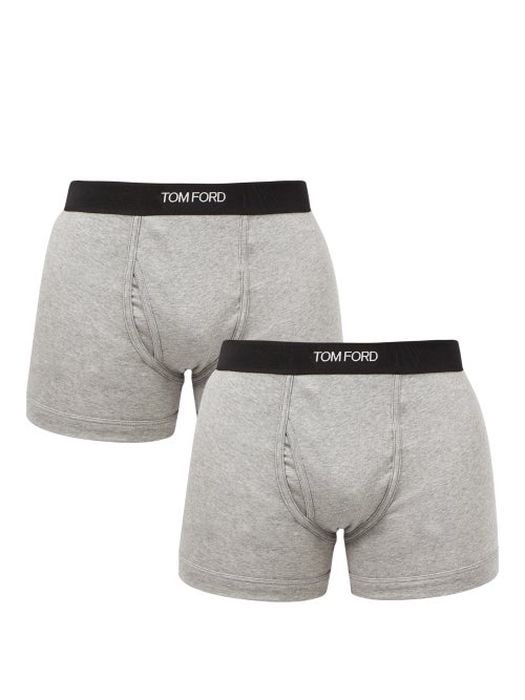 Tom Ford - Pack Of Two Cotton-blend Boxer Briefs - Mens - Grey